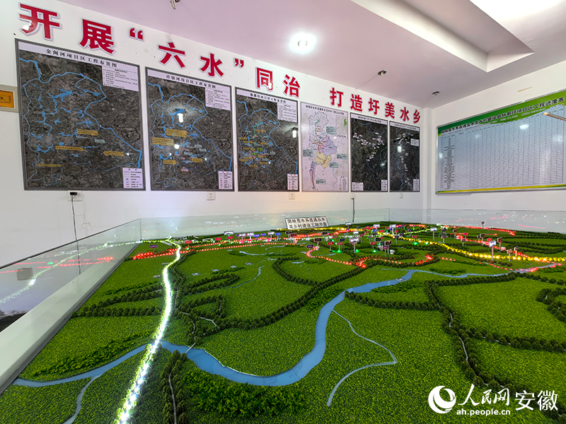 南陵縣“開展‘六水同治’ 打造圩美水鄉(xiāng)”沙盤。人民網(wǎng)記者 汪瑞華攝