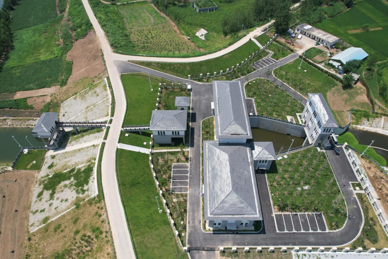 航拍戴家湖排灌站。潁上縣水利局供圖